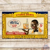 Outstanding Mil-kay The Vitamin Drink Embossed Single Sided Tin Sign w/ Waiter & Bottle
