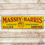 Massey Harris Farm Equipment Sales Service Single Sided Porcelain Sign w/ Plow Logo