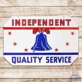 Independent Quality Service Gasoline 6' Double Sided Porcelain ID Sign w/ Liberty Bell