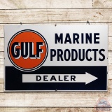 Gulf Marine Products Dealer Logo Single Sided Porcelain Sign w/ Arrow