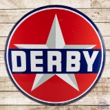 Derby Gasoline 6' Double Sided Porcelain Service Station ID Sign