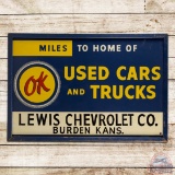 Chevrolet OK Used Cars & Trucks 5' Single Sided Tin Sign w/ Logo