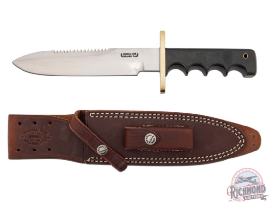 Custom Randall Made Attack Survival 7-1/2" With Sawtooth & Leather Sheath