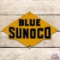 Superb Blue Sunoco Gasoline Single Sided Porcelain Pump Plate Sign