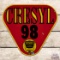 Cresyl 98 Ethyl Gasoline Single Sided Porcelain Pump Plate Sign w/ Logo