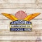 Aeroshell Lubricating Oil Stocked Here Die Cut Double Sided Porcelain Aviation Sign w/ Wings