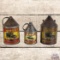 Group of 3 Early Whiz Metal Polish Advertising Cans w/ Automobiles