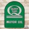 Quaker State Motor Oil Double Sided Tin Tombstone Sign