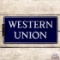 Western Union Double Sided Porcelain Flange Sign