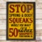 Whiz Graphite Oil Stop Squeaks 50 Cents Single Sided Tin Sign w/ Wooden Frame