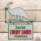 1959 Sinclair Credit Cards Honored Double Sided Porcelain Sign w/ Bracket & Dino Attachment
