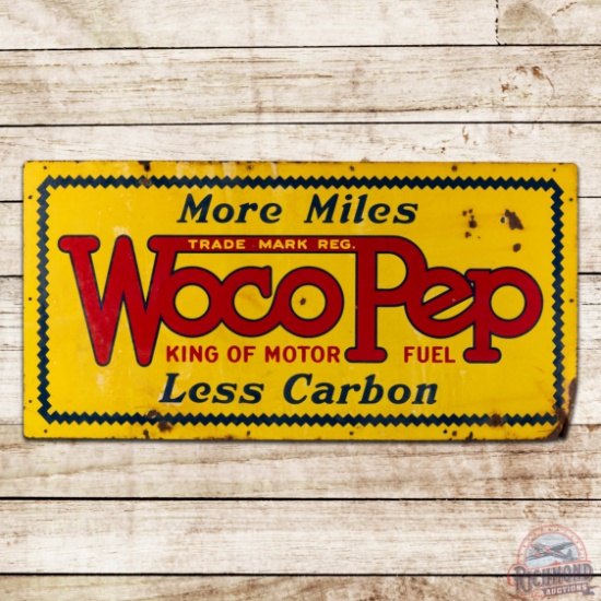 WocoPep "King of Motor Fuel" More Miles Less Carbon 5' Double Sided Porcelain Sign