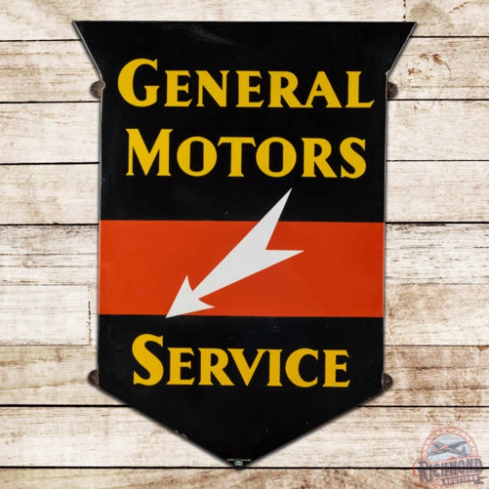 Fantastic General Motors Service Die Cut Single Sided Porcelain Sign w/ Arrow