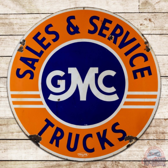 GMC Trucks Sales & Service 42" Double Sided Porcelain Sign