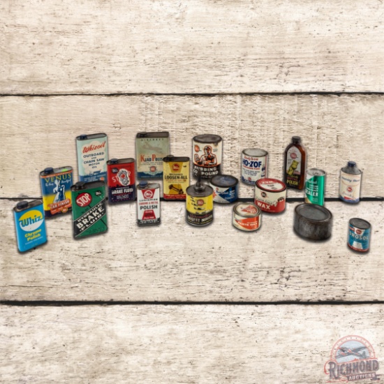 Group of 19 Whiz Advertising Cans & Bottles