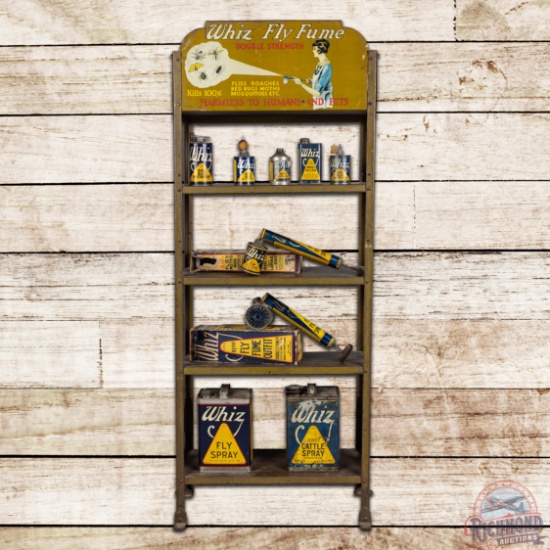 Whiz Fly Fume Graphic Advertising Display Rack w/ 9 Metal Cans