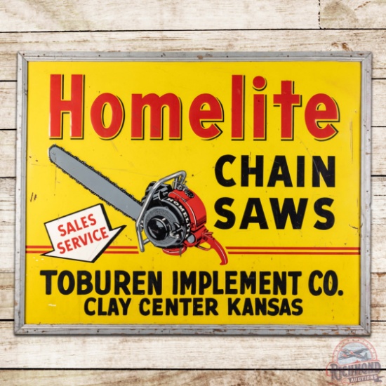 Homelite Chain Saws Sales & Service 5' Emb. Single Sided Tin Sign Toburen Implement Co.