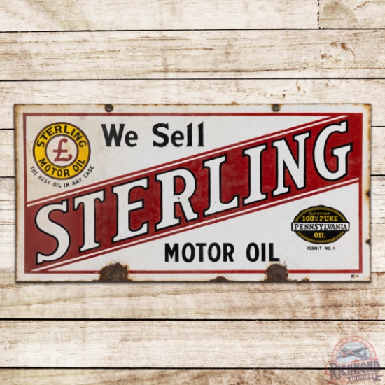We Sell Sterling Motor Oil Double Sided Porcelain Sign w/ Logo