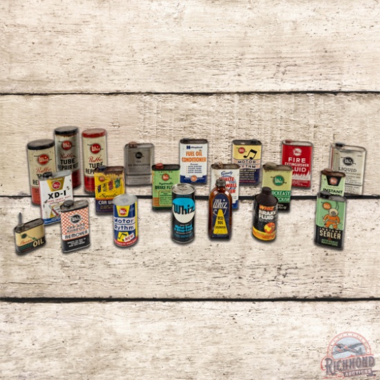 Group of 21 Whiz Automotive Advertising Cans & Bottles