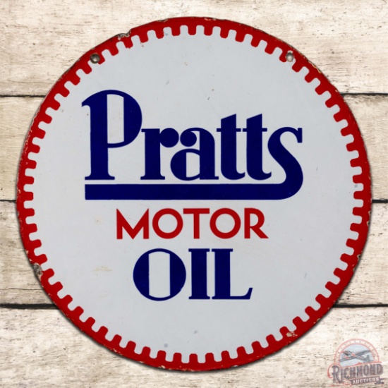 Pratts Motor Oil 21" Double Sided Porcelain Sign