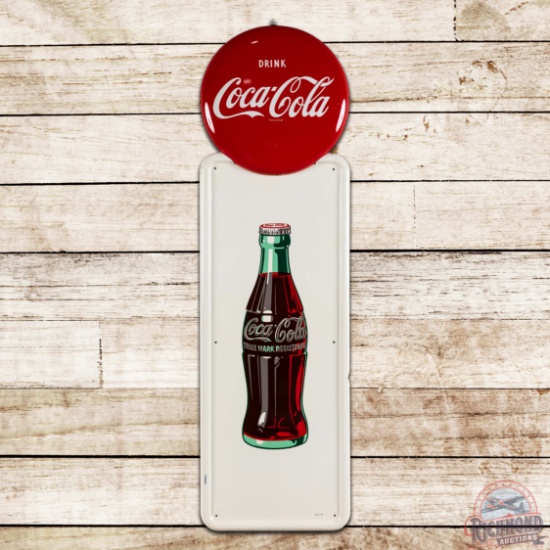 Outstanding 1948 Drink Coca Cola Pilaster Sign w/ Bottle & Button