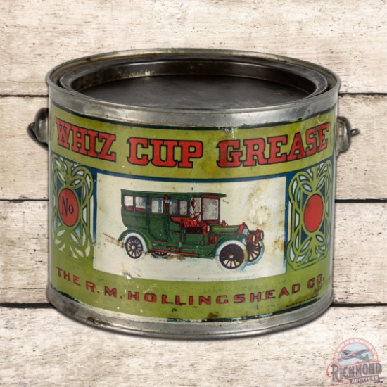 Whiz Cup Grease Metal Can w/ Early Automobile