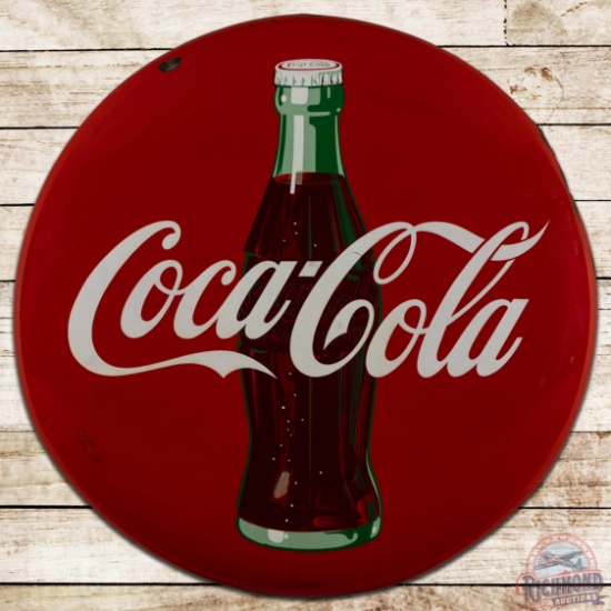 36" Coca Cola Porcelain Soda Button Sign