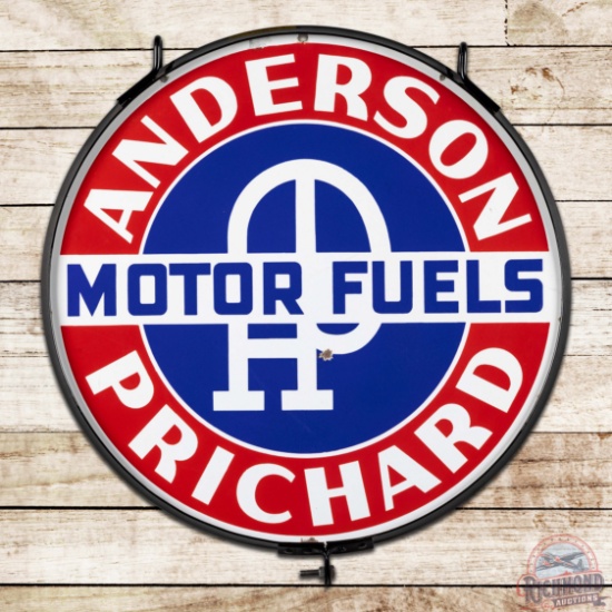 Anderson Pritchard Motor Fuels 30" Double Sided Porcelain Sign w/ Ring