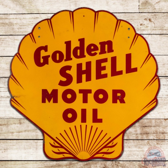 Golden Shell Motor Oil 36" Double Sided Porcelain Sign