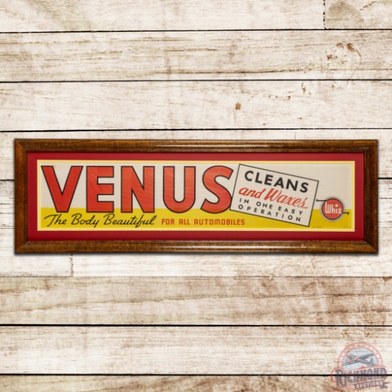 Superb Whiz Venus "Cleans as it Waxes" For All Automobiles Framed Advertising Poster