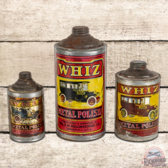 Group of 3 Whiz Metal Polish Automotive Cans