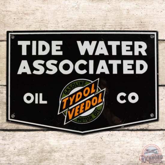 Tide Water Associated Oil Co. Single Sided Porcelain Truck Door Sign w/ Logo