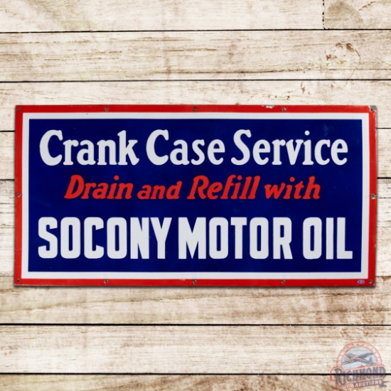 Socony Motor Oil Crank Case Service Single Sided Porcelain Sign