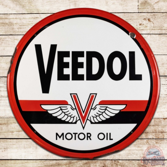 Veedol Motor Oil 39" Single Sided Porcelain Sign w/ Logo