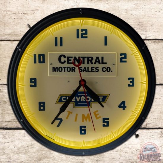 Outstanding Chevrolet Time 20" Neon Advertising Clock w/ Logo