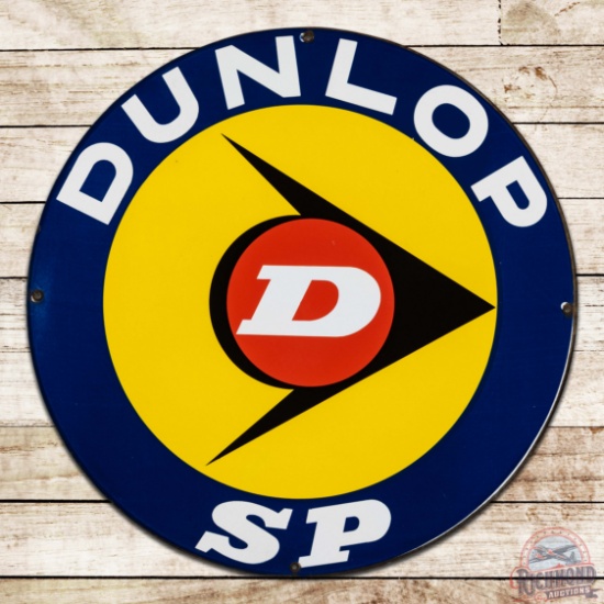 Impressive Dunlop SP Tires 27" Double Sided Porcelain Sign w/ Logo