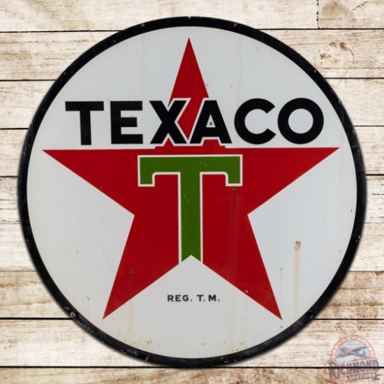 1947 Texaco Gasoline 6' Double Sided Porcelain ID Sign