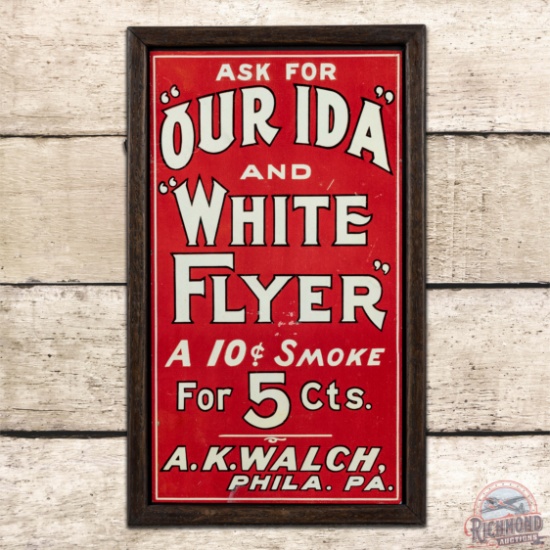 Ask for Our Ida and White Flyer 5 Cents Single Sided Tin Sign