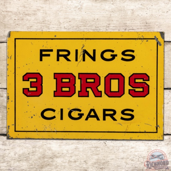 Frings 3 Bros Cigars Double Sided Tin Flange Sign