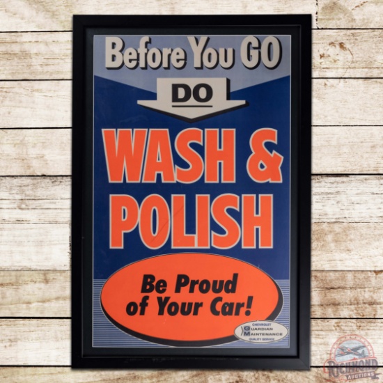 Chevrolet "Wash & Polish" Be Proud of Your Car GM Guardian Maintenance Advertising Poster Sign