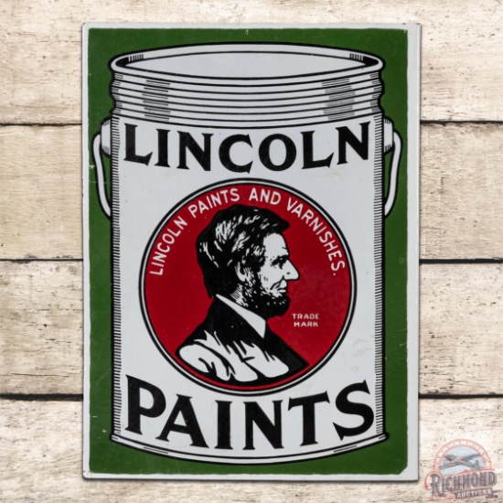 Lincoln Paints and Varnishes Double Sided Porcelain Flange Sign