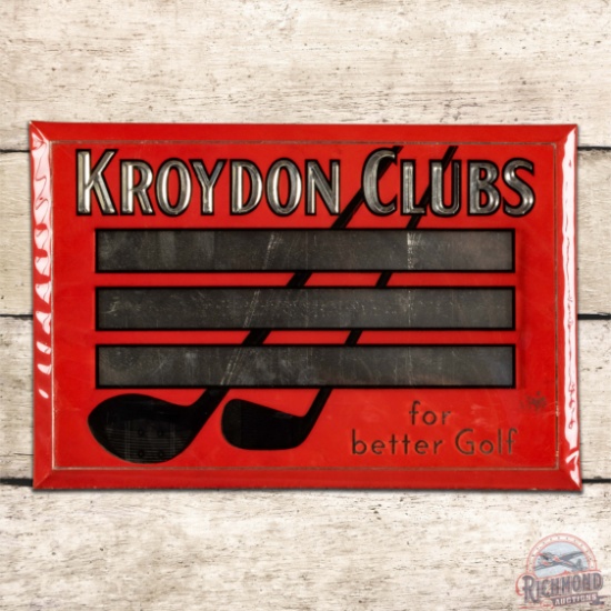 Rare Kroydon Clubs "For Better Golf" Single Sided Tin Celluloid Sign