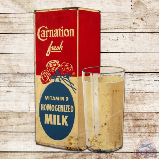 Carnation Vitamin D Homogenized Milk Emb. Die Cut Single Sided Tin Sign
