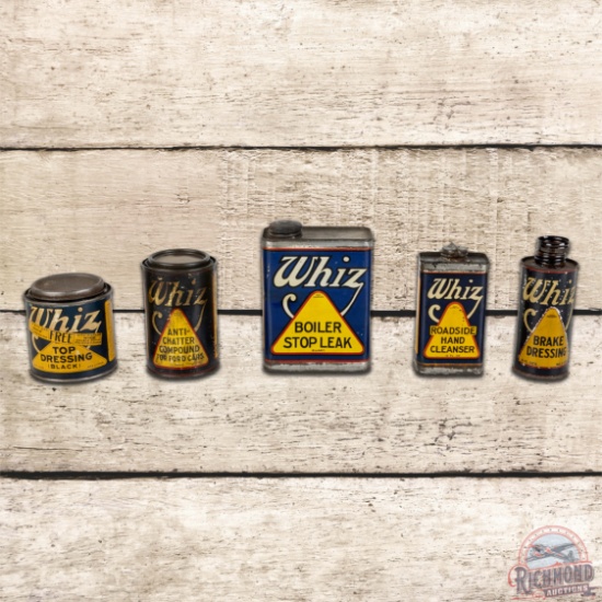 Group of 5 Whiz Automotive Metal Cans