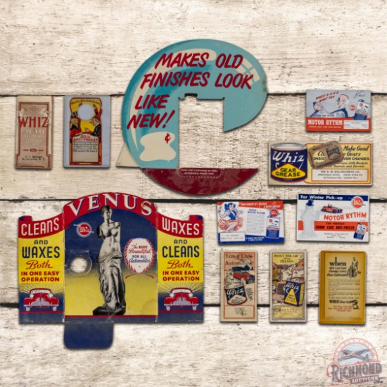 Lot of 11 Whiz Advertising Display items & Ephemera Venus Wax Shell Wax