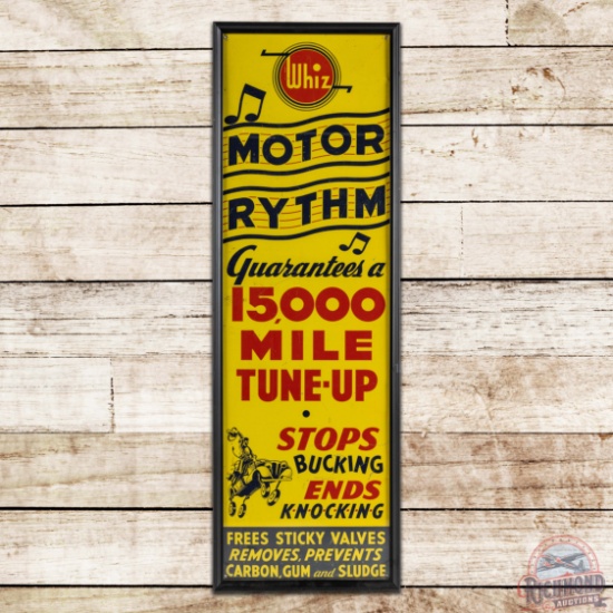 Whiz Motor Rhythm "Stops Bucking Ends Knocking" Framed Single Sided Tin Sign