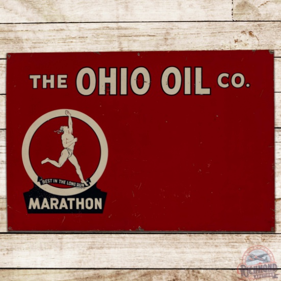 Marathon The Ohio Oil Company SS Tin Sign w/ Running Man