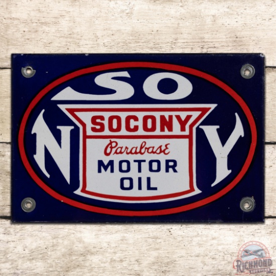 Socony Parabase Motor Oil Single Sided Porcelain Sign w/ Logo