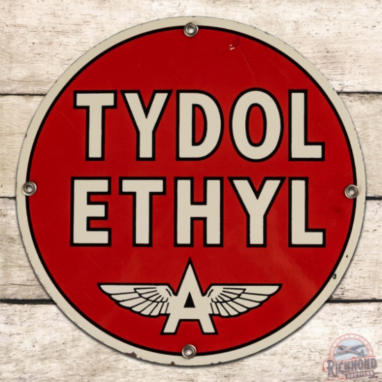 Tydol Ethyl Gasoline Single Sided Porcelain Pump Plate Logo Sign