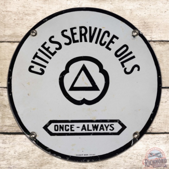 Cities Service Oils "Once-Always" Single Sided Porcelain Sign w/ Logo